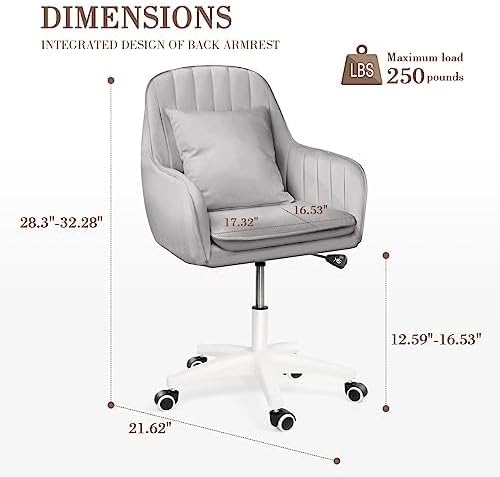 Photo 4 of HDHNBA Cute Office Chair Home Computer Chairs Adjustable Task Chairs Modern Office Chair Makeup Chair 360° Swivel Computer Chair Mid Back Chair Living Room Chairs (Modern, Grey) Grey Modern