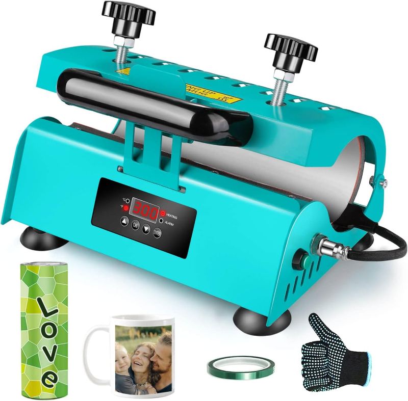 Photo 1 of **MISSING POWER CORD**
Easydiy 110 V Portable Tumbler Heat Press Machine Green Mug Machine for 30 OZ 20 OZ 16 OZ Straight Sublimation Blanks Skinny Tumbler 15 OZ 11 OZ Sublimation Ceramic Mugs DIY Heat Transfer Print