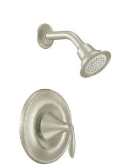 Photo 1 of **USED , INCOMPLETE**
 1-Handle Posi-Temp Tub and Shower Faucet Trim Kit with Eco-Performance in Brushed Nickel (Valve Not Included)
