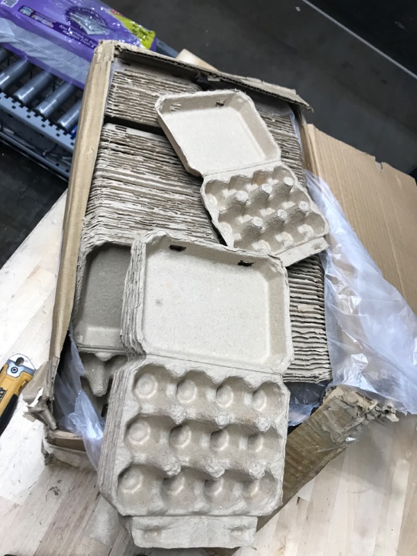 Photo 1 of  100 Pieces Paper Egg Cartons for XSMALL  Eggs Pulp Fiber Half Dozen Egg Cartons Bulk Holds 12 Count Eggs Brown 
