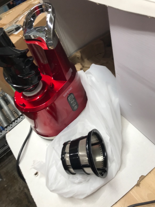 Photo 2 of **PARTS ONLY**, NON-FUNCTIONAL***
SiFENE Slow Masticating Juicer Machines with Big 81mm Chute, Whole Slow Juicer, Cold Press Juice Extractor for Fruits and Vegetables, BPA-Free, Easy to Clean, Red