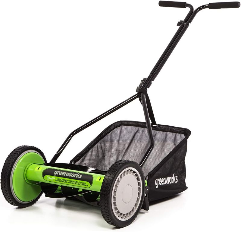 Photo 1 of ***UNUSABLE - PUSH ARM MISSING - SEE NOTES***
Greenworks 14-Inch Reel Lawn Mower RM1400