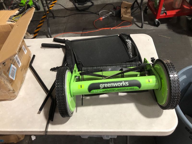 Photo 2 of ***UNUSABLE - PUSH ARM MISSING - SEE NOTES***
Greenworks 14-Inch Reel Lawn Mower RM1400