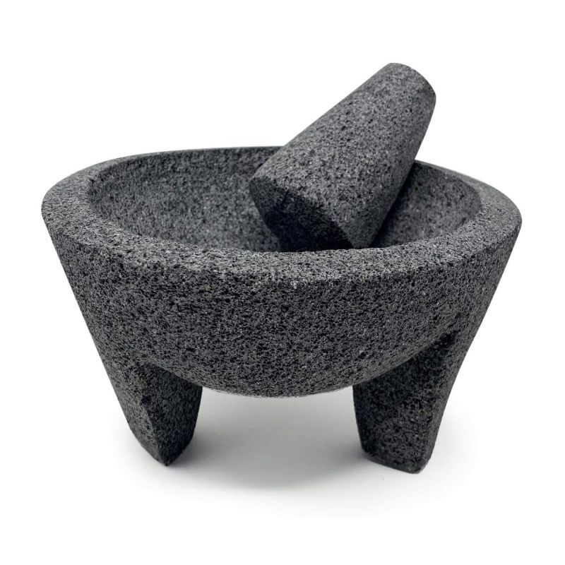 Photo 1 of  6**one leg is broken**
 inch Molcajete Mortar and Pestle, Mexican Handmade with Lava Stone,Herb Bowl, Spice Grinder, Pill Crusher, Pesto Powder, Volcanic Stone
