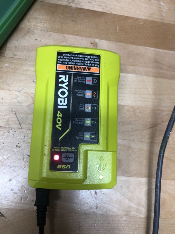 Photo 2 of Ryobi 1004-040-931 40 Volt Compact Wired Lithium-Ion Battery Charger with USB Port