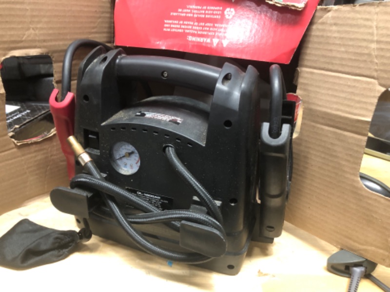 Photo 2 of **UNABLE TO TEST**
Schumacher Pro Automotive 12-Volt 750 Peak Amp Jump Starter and Portable Power Station with 150-PSI Air Compressor