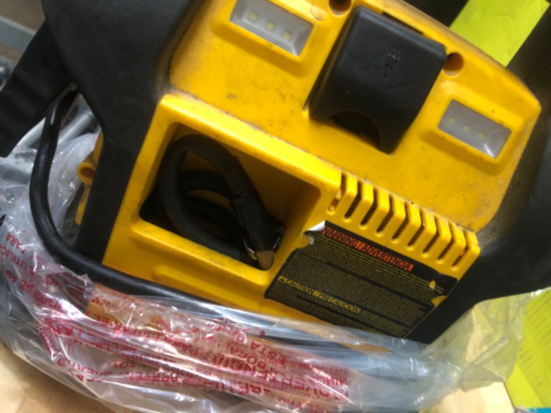 Photo 4 of **POWERS ON BUT UNABLE TO TEST***
DEWALT DXAEPS14 1600 Peak Battery Amp 12V Automotive Jump Starter/Power Station with 500 Watt AC Power Inverter, 120 PSI Digital Compressor, and USB Power , Yellow