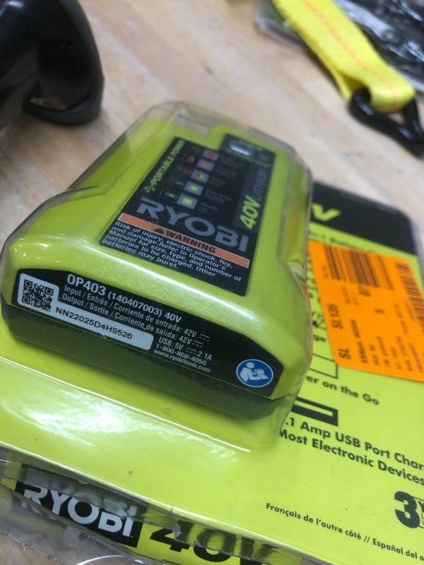 Photo 2 of **MISSING POWER CORD**
Ryobi 1004-040-931 40 Volt Compact Wired Lithium-Ion Battery Charger with USB Port