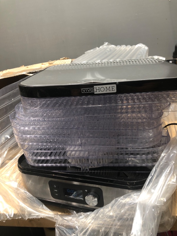 Photo 2 of **SOME TRAYS ARE BROKEN**
VIVOHOME Electric 400W 8 Trays Food Dehydrator Machine with Digital Timer and Temperature Control for Fruit Vegetable Meat Beef Jerky Maker BPA Free 13.5 Inch - 8 Trays Silver