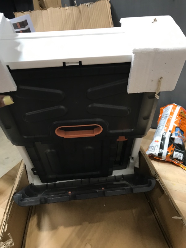 Photo 1 of KLONVS Storage Bins with Lids, Stackable Storage Bins with Wheels & Folding Plastic Storage Boxes 1 Set, Collapsible Storage Containers for Closet Office Organizing, Clothes, Toys, Books, 13 Gallons Titanium White 13 Gal - 1 Pack