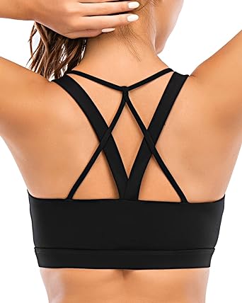 Photo 1 of kimtree medium black strappy sports bra