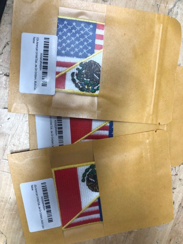 Photo 2 of 3 USA American United State Flag and Mexico Flag Patch Embroidered National Applique Iron On Sew On Emblem, White & Black