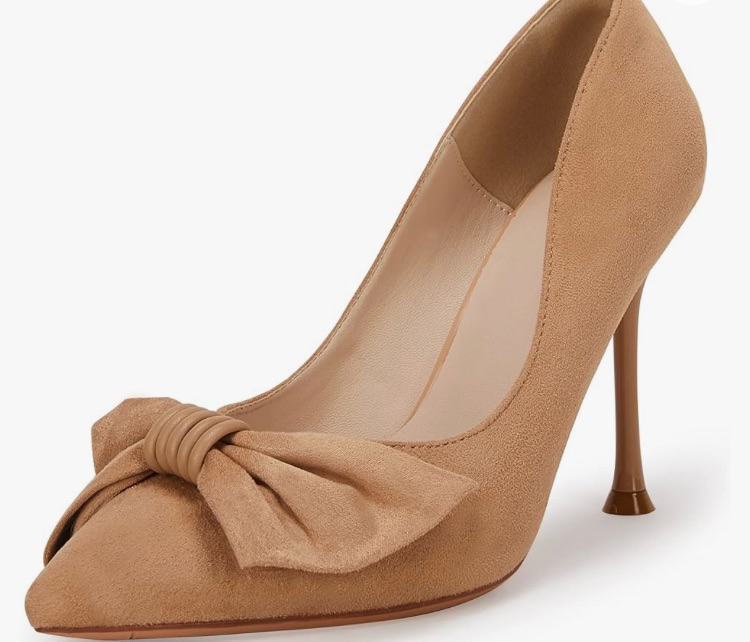 Photo 1 of Coutgo Womens High Heels Pointed Toe Bowkont Slip on Dress Pumps Shoes 6.5 Khaki