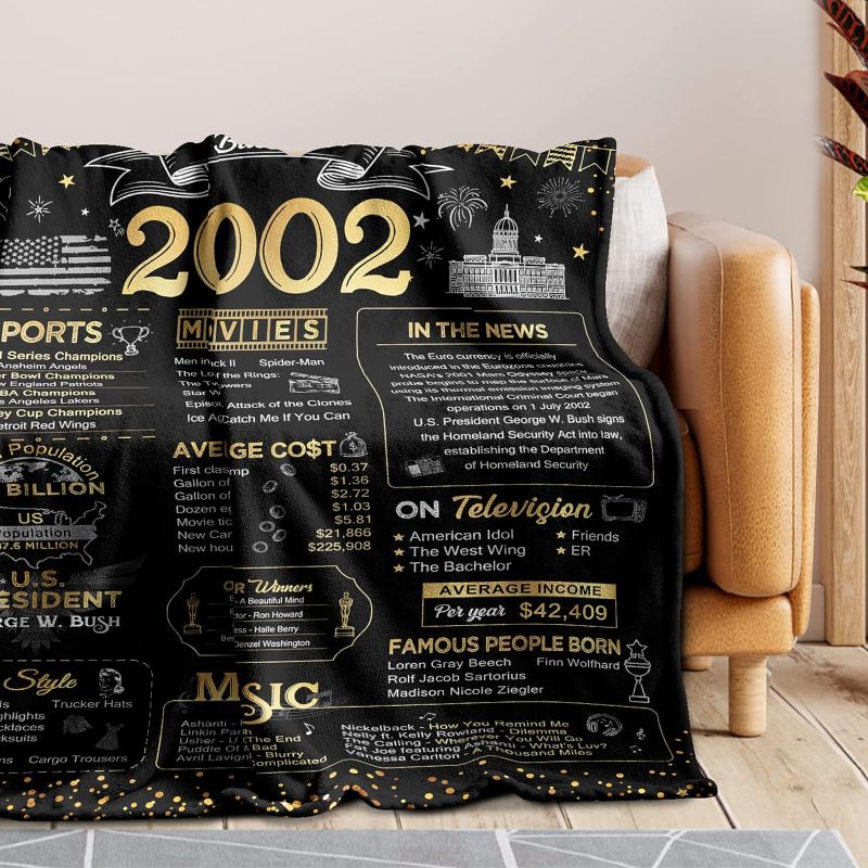 Photo 1 of 21st Birthday Gifts for Her 21st Birthday Decorations for Him 21st Birthday Gift Ideas Happy 21st Birthday Gifts Best Gifts for 21 Year Old Female Daughter Sister Back in 2002 Blanket 60Lx50W Inch
