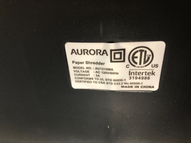 Photo 3 of Aurora AU1210MA Professional Grade High Security 12-Sheet Micro-Cut Paper/ CD and Credit Card/ 60 Minutes Continuous Run Time Shredder