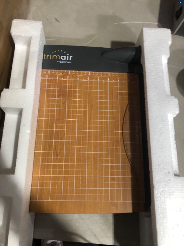Photo 3 of (USED) Westcott 12'' TrimAir Anti-Microbial Wood Guillotine Paper Cutter & Paper Trimmer, 30 Sheet (15106) 12-inch