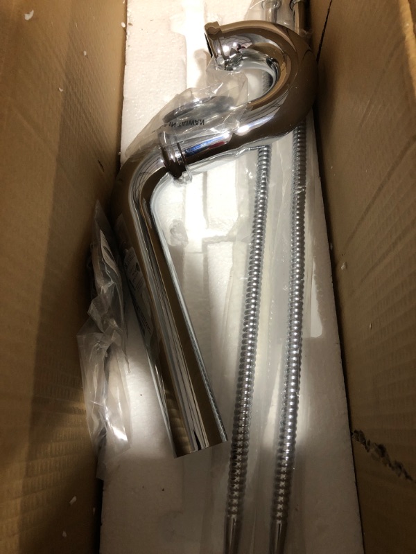 Photo 2 of * item incoplete * sold for parts *
Westbrass D1538L-26 Pedestal Sink Lavatory Supply Line Kit with P-Trap and Round Handle Angle Stops, Polished Chrome