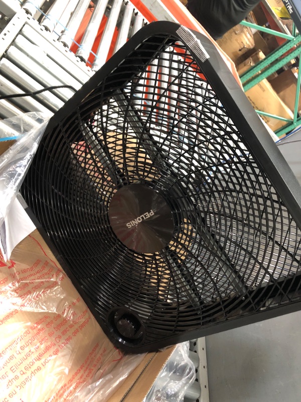 Photo 1 of PELONIS 3-Speed Box Fan For Full-Force Circulation With Air Conditioner, Upgrade Floor Fan, Black 20" Box Fan Black