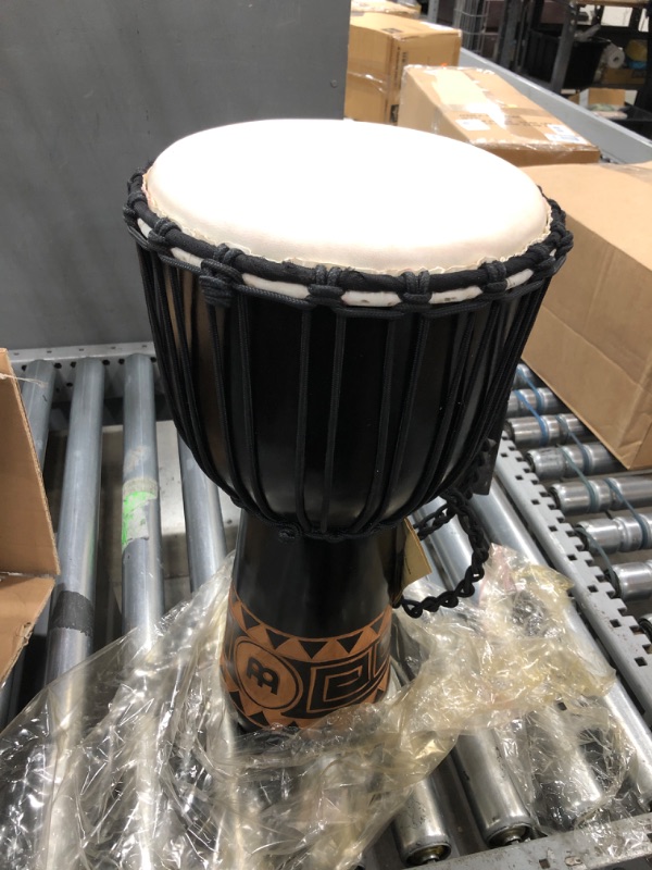 Photo 2 of Meinl Percussion Djembe Hand Drum Circle Instrument, Carved Mahogany Headliner Series — NOT Made in China — African Mali Weave Ropes, 2-Year Warranty, Congo, Medium (HDJ1-M) Congo Medium