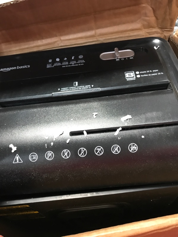 Photo 1 of Amazon Basics 8-Sheet High-Security Micro-Cut Shredder with Pullout Basket 8 Sheet Shredder