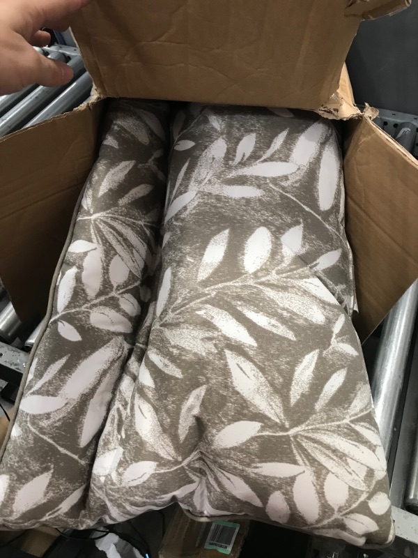 Photo 2 of *missing seat Cushions* Sunshine Outdoor Indoor/Outdoor Deep Seat Patio Cushions Set 24x24 inch :Resilient Foam Filling, Weather Resistant Patio Cushions,Grey Leaves 2 Sets/Package Grey Leaves 24"x24"