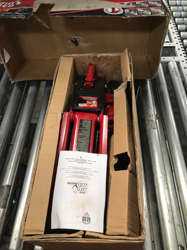 Photo 2 of Bundle of BIG RED T83006 Torin Hydraulic Trolley Service/Floor Jack with Extra Saddle, 3 Ton (6,000 lb) Capacity + BIG RED T43202 Torin Steel Jack Stands, 3 Ton (6,000 lb) Capacity, 2 Stands Red + Jack Stands