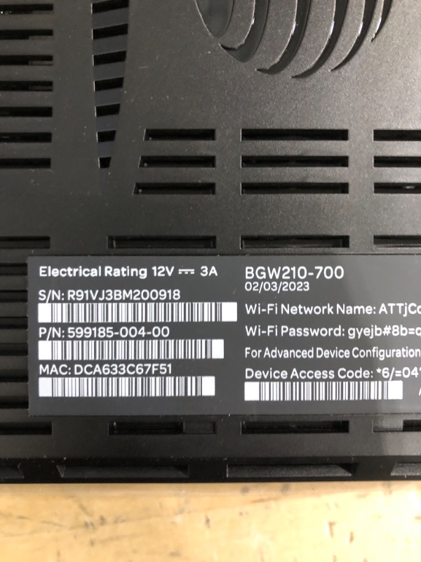 Photo 3 of AT&T Ethernet BGW210 802.11b/g/n/ac 400mW Bonded VDSL2 Wireless Voice Gateway 4 x Gigabit Ports (ONT Required),Black