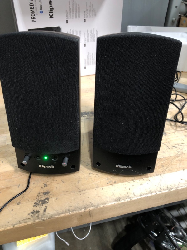 Photo 1 of Klipsch ProMedia 2.0 Multimedia Compact Computer Speaker System Compatible for Any Laptop, Desktop, or Mobile Device for Premium Home Office, Workstation, or Gaming System