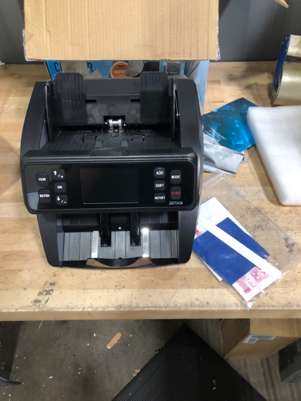 Photo 2 of DETECK Dusk Money Counter Machine Mixed Denomination, Multi Currency DT500 Business Grade Bill Counter Machine, 1CIS/UV/MG Counterfeit Detection, Currency Counter, Value Count & Print