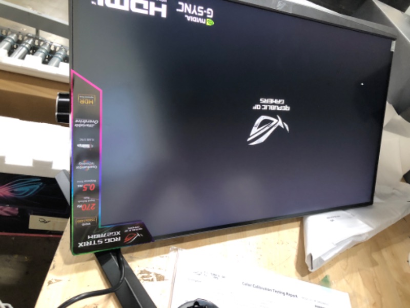 Photo 2 of ASUS ROG Strix 27” 2K HDR Gaming Monitor (XG27AQM) - WQHD (2560 x 1440), Fast IPS, 270Hz, 0.5ms, Extreme Low Motion Blur Sync, G-SYNC, HDR 400, Eye Care, DisplayPort, HDMI, USB 3.0 27" Fast IPS QHD 0.5ms 270Hz HDR Monitor