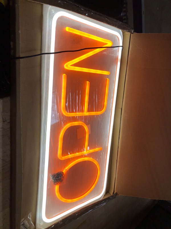 Photo 2 of Open Signs for Business Ultra Bright LED Neon Open Signs 16 Inch Plug In Electric Light Up Open Sign with ON/OFF Switch for Business Storefront Window Glass Door Shop Store Florists Bar Salon Cafes Restaurant Pubs White/Yellow 16 Inch