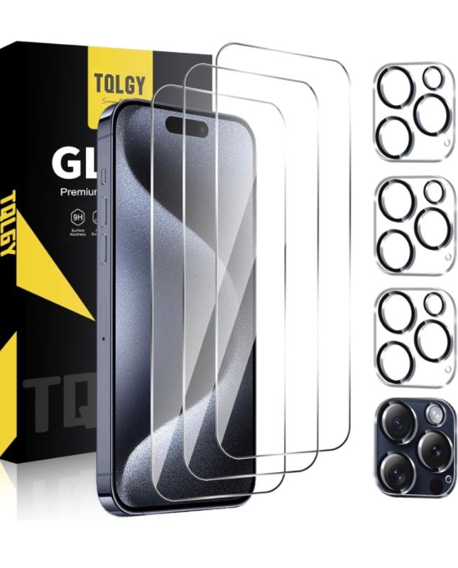 Photo 1 of 3 pack - TQLGY Compatible with iPhone 14 Screen Protector, Tempered Glass Screen Protector for iPhone 14 with Camera Lens Protector 6.1 inch, Ultra HD, 9H Hardness, Case Friendly, Dynamic Island Compatible