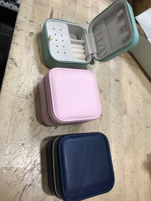 Photo 1 of BareTulip ?3 Pack? Travel-Jewelry Case Small Jewelry Box Portable Jewelry Box Mini Jewelry Box Travel Jewelry Organizer Leather Travel Jewelry Case Blue Green and Pink