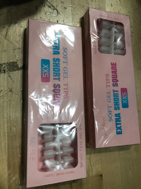 Photo 1 of 2 pack - Gelike ec Extra Short Nail Tips: XS Square Soft Gel X Nail Tips Full Cover - 300PCS Square Shaped for Acrylic Nails, Clear Gelly Tips Pre-Buffed PMMA False Press on Nails 15 Sizes, EXTRA SHORT SQUARE