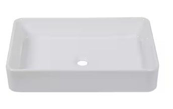 Photo 1 of 24 in. x 16 in. Modern Bathroom Porcelain Ceramic Rectangular Vessel Sink Art Basin in White
