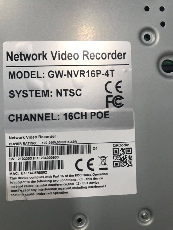 Photo 3 of Missing cables - GW Security 16 Channel 4K 8MP NVR Video Recorder Alone (GW4216EP)
