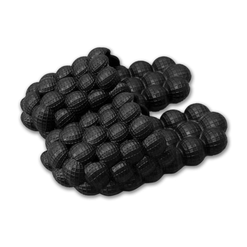 Photo 1 of Ajiorcli Unisex Massage Bubble Slides Slippers For Kids?Funny Golf Ball Shoes Slides Lychee Non-Slip Gym Spa House Shower Bedroom Slippers, Soft Pillow Stress Relief Slide Sandals For Boys Girls 1.5 Big Kid Black 28-29