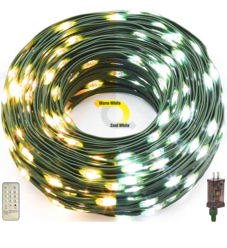 Photo 1 of DEVPLY Christmas String Lights Outdoor Indoor - 500 LED 175Ft 9 Modes End to End Plug Xmas Lights - Multi Color Fairy Lights for Xmas Tree, Wedding, Garden, Holiday Decoration Warm White & Cool Whiteq