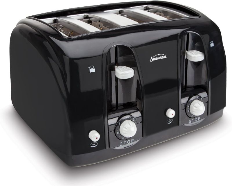 Photo 1 of Sunbeam Wide Slot 4-Slice Toaster, Black (003911-100-000)
