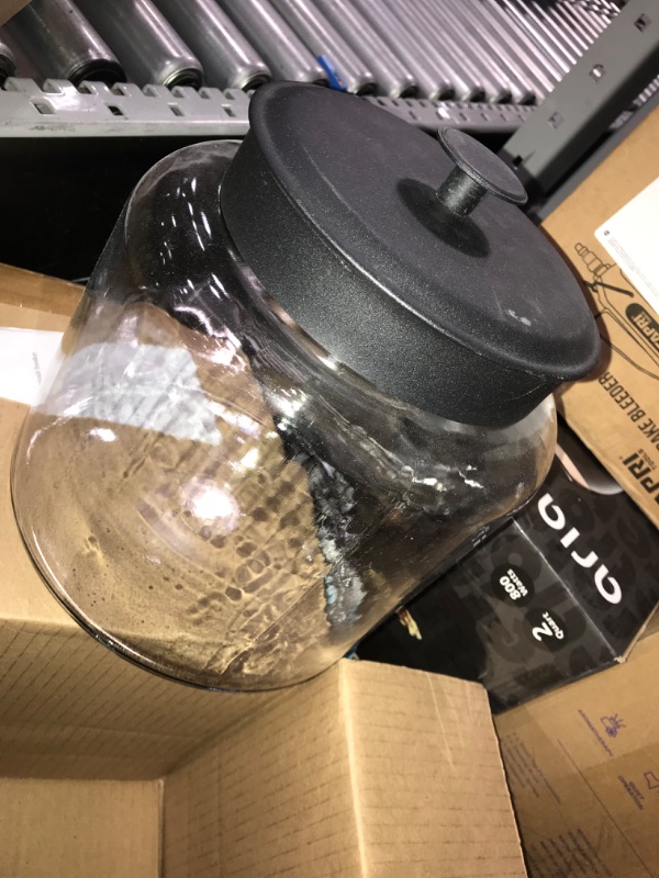 Photo 1 of 10"Hx10"Diameter Glass Cookie Jar, Black Airtight Lid 