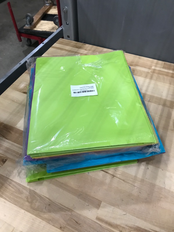 Photo 2 of JISUSU Heavy Duty Plastic Folders with Pockets and Prongs-6Pack?2 Pocket Plastic Folder with Brads, 6 Assorted Colors 3 Prong Pocket Folders with Business Card Slot, Perfect for School, Home, Office 6 pcs Blue?purple,orange ,Red ,Yellow and Green - 6 Colo