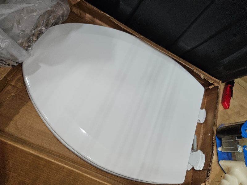 Photo 3 of (SEE NOTES)  Bemis 1500EC 390 Lift-Off Wood Elongated Toilet SEAT, Cotton White