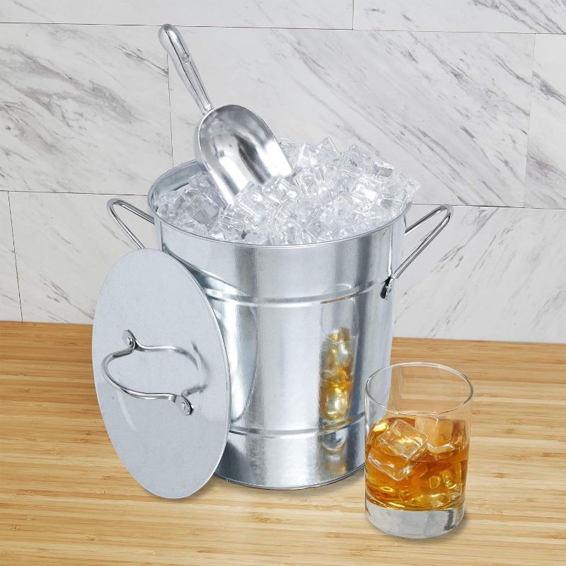 Photo 1 of **MISSING SCOOP**
Twine Insulated Ice Bucket With Lid & Scooper for Parties - Galvanized Metal Bucket Cooler & Drink Tub Holds 5.35 Gallons
