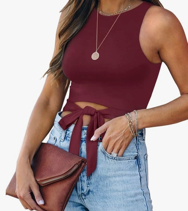 Photo 1 of Berryou Crop Tops for Women Sleeveless Halter Neck Basic Casual Racer Back Tank Tops SMALL