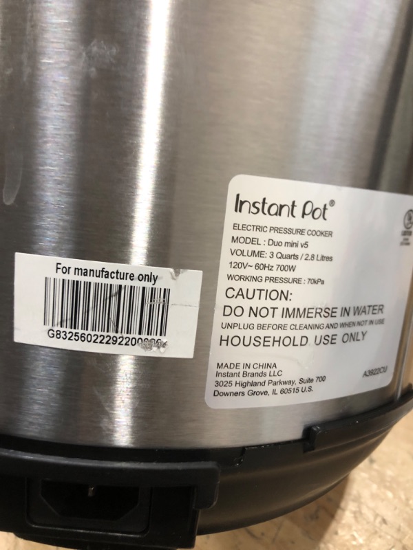 Photo 3 of **SEE NOTES**
Instant Pot Duo Mini 3-Quart Multi-Use Pressure Cooker