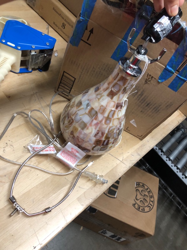 Photo 1 of **MISSING SCREW THAT HOLD SHADE IN PLACE, AND BROKEN PIECE THAT HOLDS BULB**
Mona 20.5 in. Seashell Mini Table Lamp