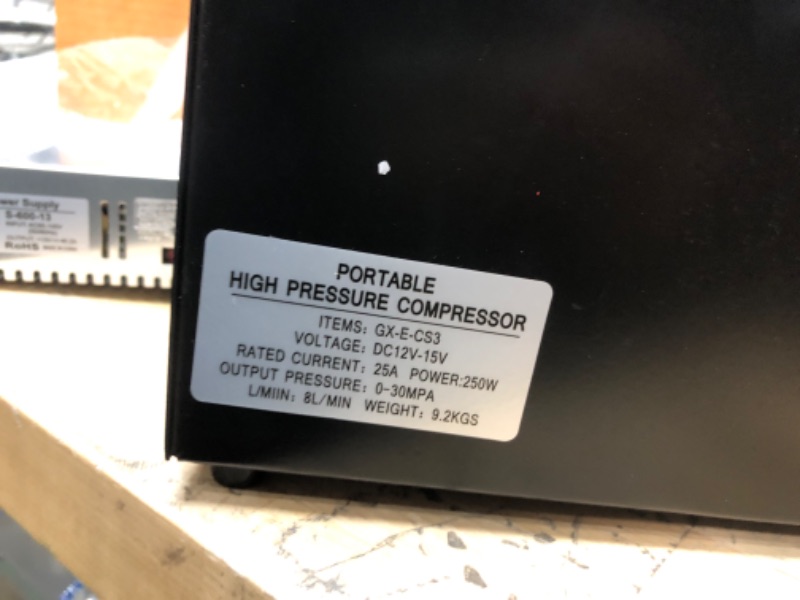 Photo 3 of **UNABLE TO TEST**
GX PUMP CS3 PCP Air Compressor, Auto-Stop,Oil-Free, Built-in Water-Oil Separator Filter, Powered by Car 12V DC or Home 110V AC w/Converter,4500Psi/30Mpa,Paintball/Scuba Tank Compressor Pump