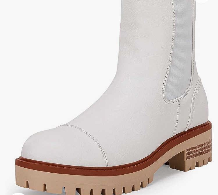 Photo 1 of Coutgo Women's Lug Sole Platform Chelsea Boots Chunky Block Heel Zipper Ankle Booties Size 11