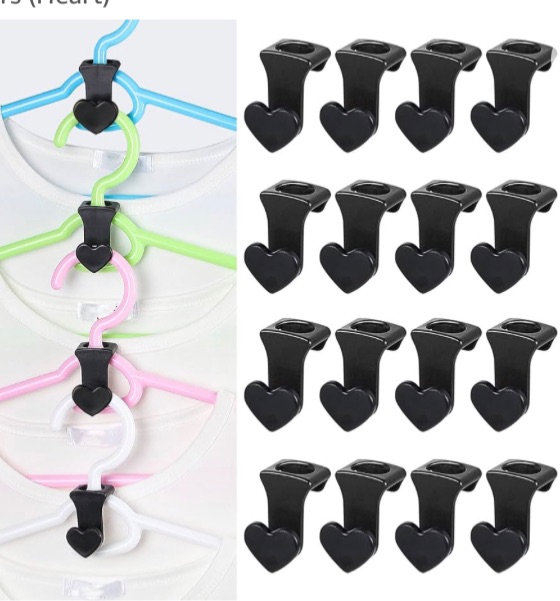 Photo 1 of 2 pack SLMT Clothes Hanger Connector Hooks 60PCS Closet Space Saver Cascading Hanger Extenders for Plastic Hangers (Heart