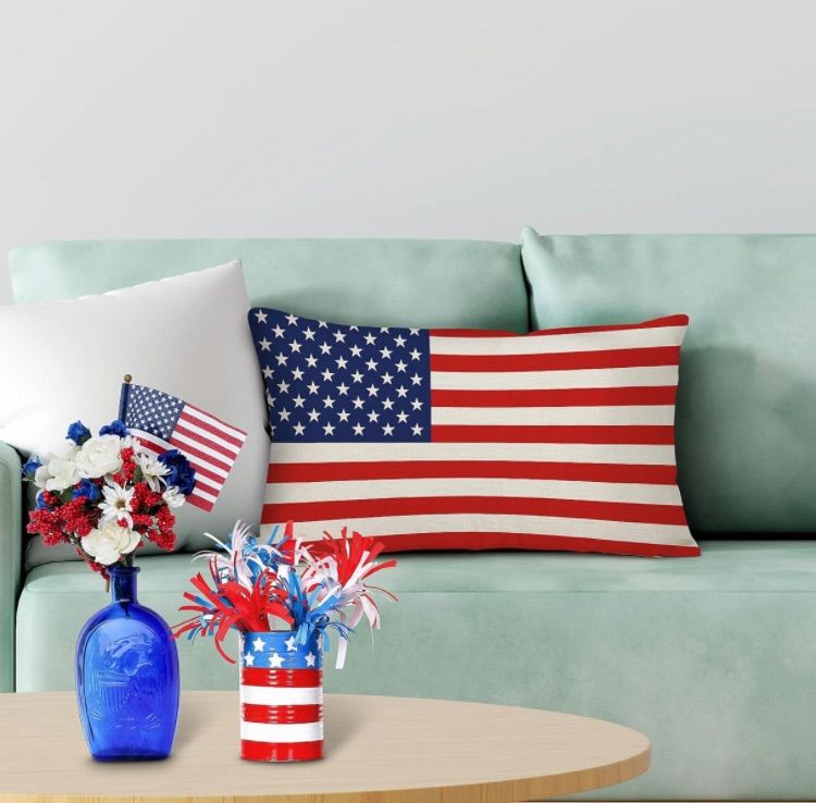 Photo 1 of 2 4th of July Decorations Outdoor Pillow Cover 12x20, Patriotic Throw Pillows Covers Fourth of July Pillow Covers for Home Pillow Cases Farmhouse Decorative Pillow Covers for Sofa Bedroom Couch